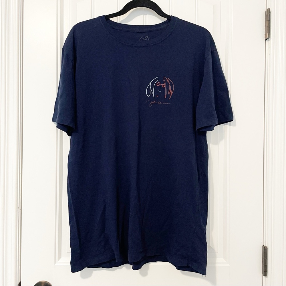 John Lennon Artwork Navy Blue Graphic T-Shirt Size 2X
